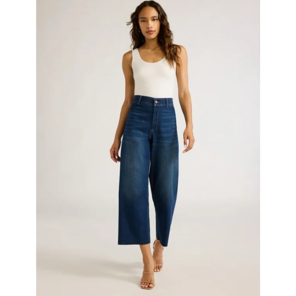 🆕 NWT Sofia Vergara Women’s Margot Blue Wide Leg High Rise Ankle Jeans 12 New! - Picture 3 of 7